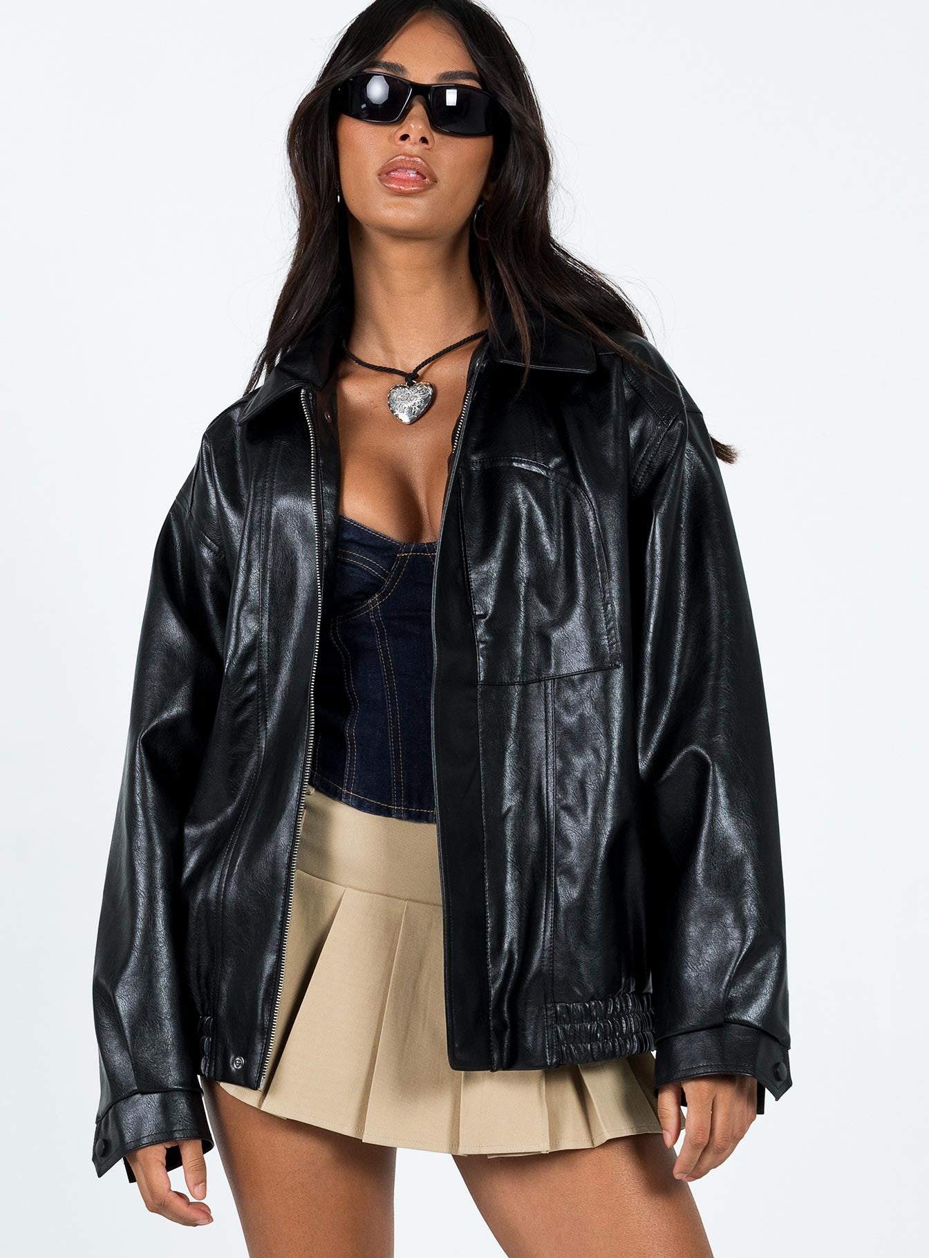 Devija Faux Leather Jacket Black - Image 2