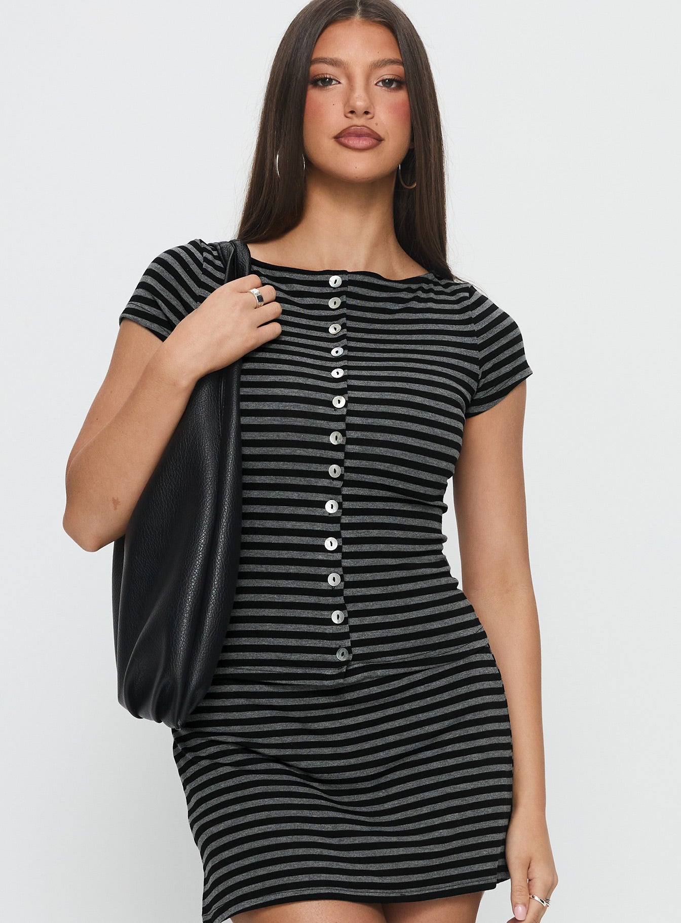 Angellina Jersey Button Down Top Stripe - Image 2