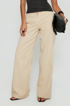 Dolley Star Stitch Mid Rise Wide Leg Jean Ecru
