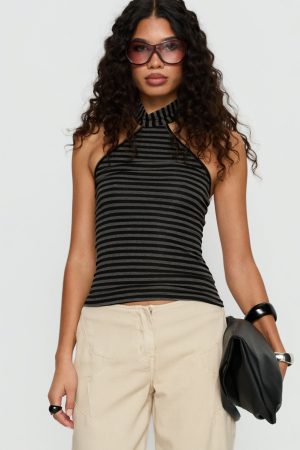 Katriana High Neck Top Multi Stripe