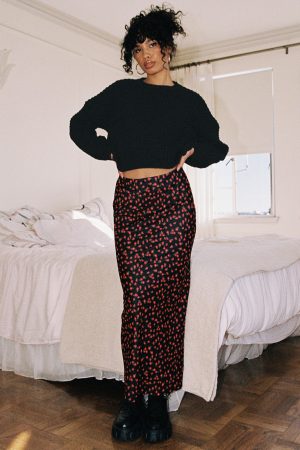 Jodie Maxi Skirt Black Floral