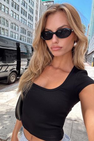 Baseline Square Neck Rib Top Black