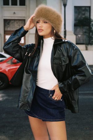 Callie Faux Leather Jacket Black