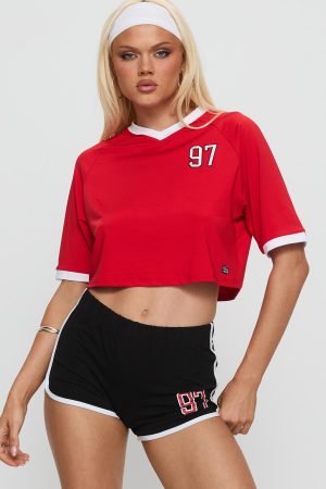 SDSU Cropped Soccer Jersey Tee Red