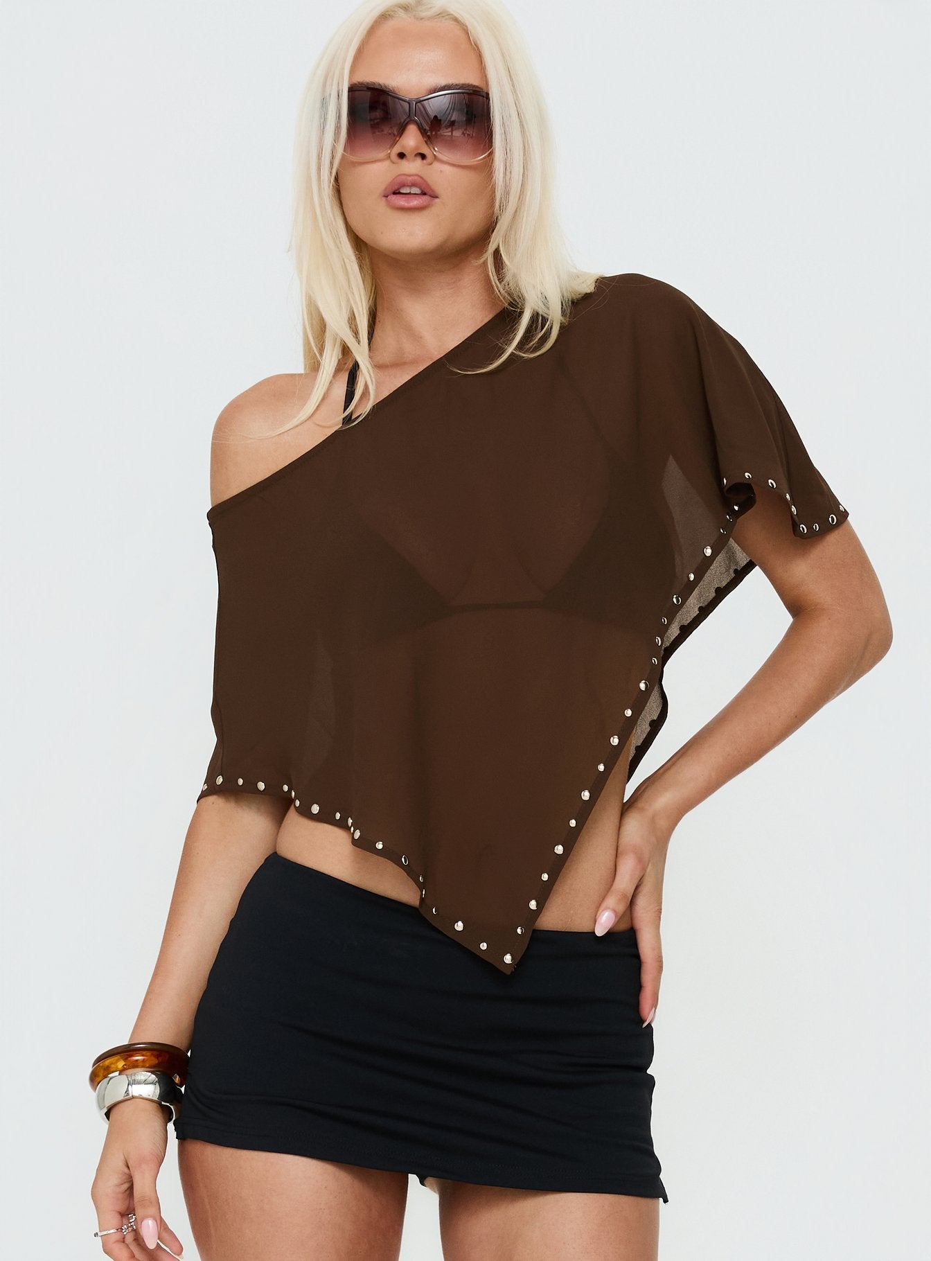 Safe Space Sheer Poncho Brown - Image 2