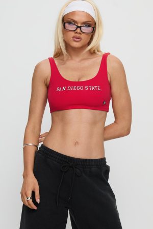 SDSU Scoop Neck Crop Top Red