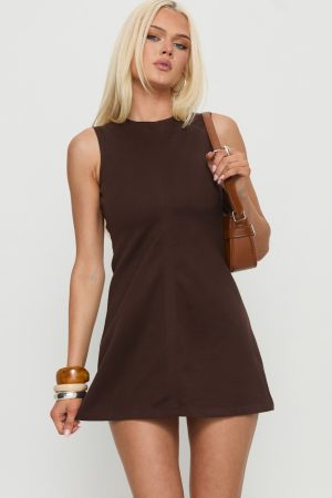 Imalda Cut Out Mini Dress Chocolate