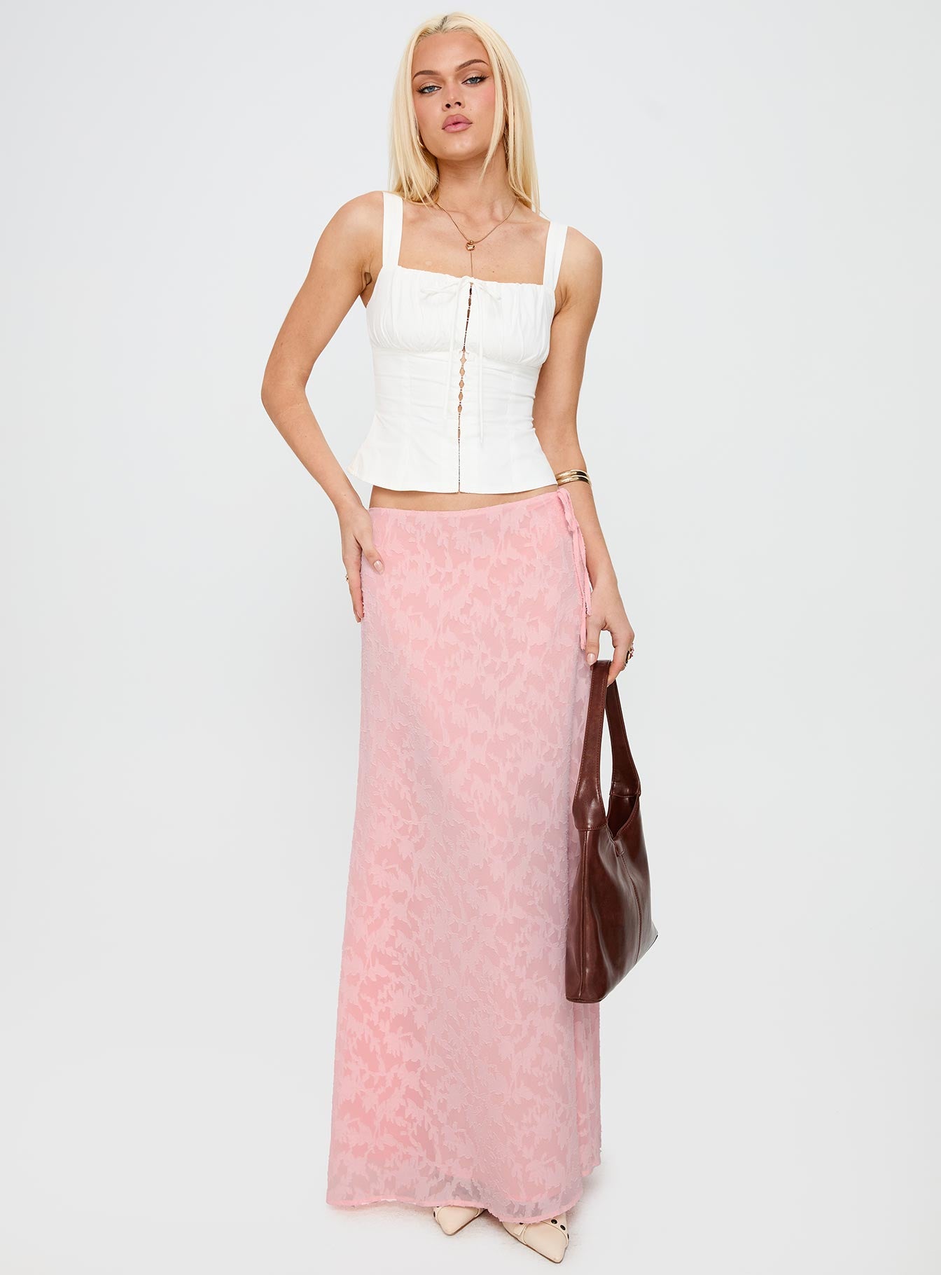 Youthful Spirit Lace Maxi Skirt Pink - Image 2