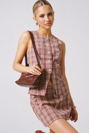 Theodosia Top Red Check