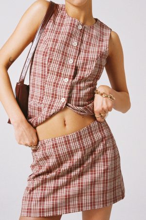 Theodosia Mini Skirt Red Check