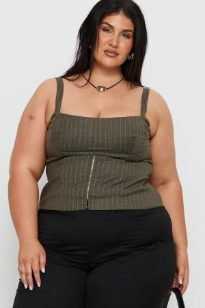Nylen Tailored Suiting Top Brown Pinstripe Curve