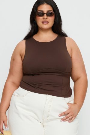 Georgetta Bust Detail Cami Top Brown Curve