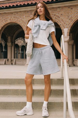 Dream Fleece Longline Shorts Grey Marle