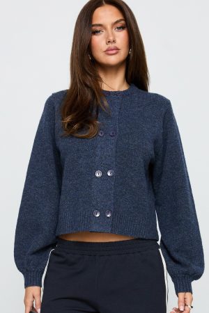 Kammi Button Up Cardigan Navy
