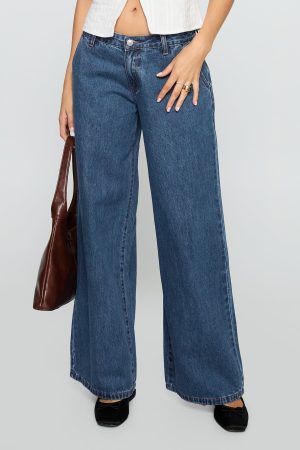 Hyde Low Rise Wide Leg Jeans Mid Blue