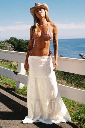 Gilchrist Low Rise Maxi Skirt Ivory Low impact