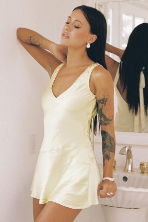 Kingslie Low Back Mini Dress Baby Yellow Tall