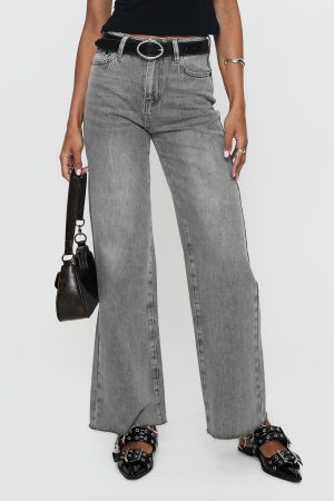 Henesey High Rise Straight Leg Jeans Washed Grey
