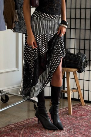 Midnight Memories Asymmetrical Midi Skirt Black Multi