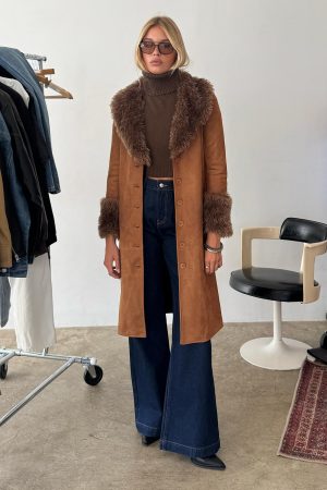 After Party Shearling Jacket Brown
