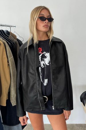 Napoleon Faux Leather Jacket Black