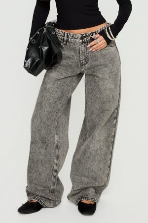 Serenitia Mid Rise Relaxed Jeans Washed Grey
