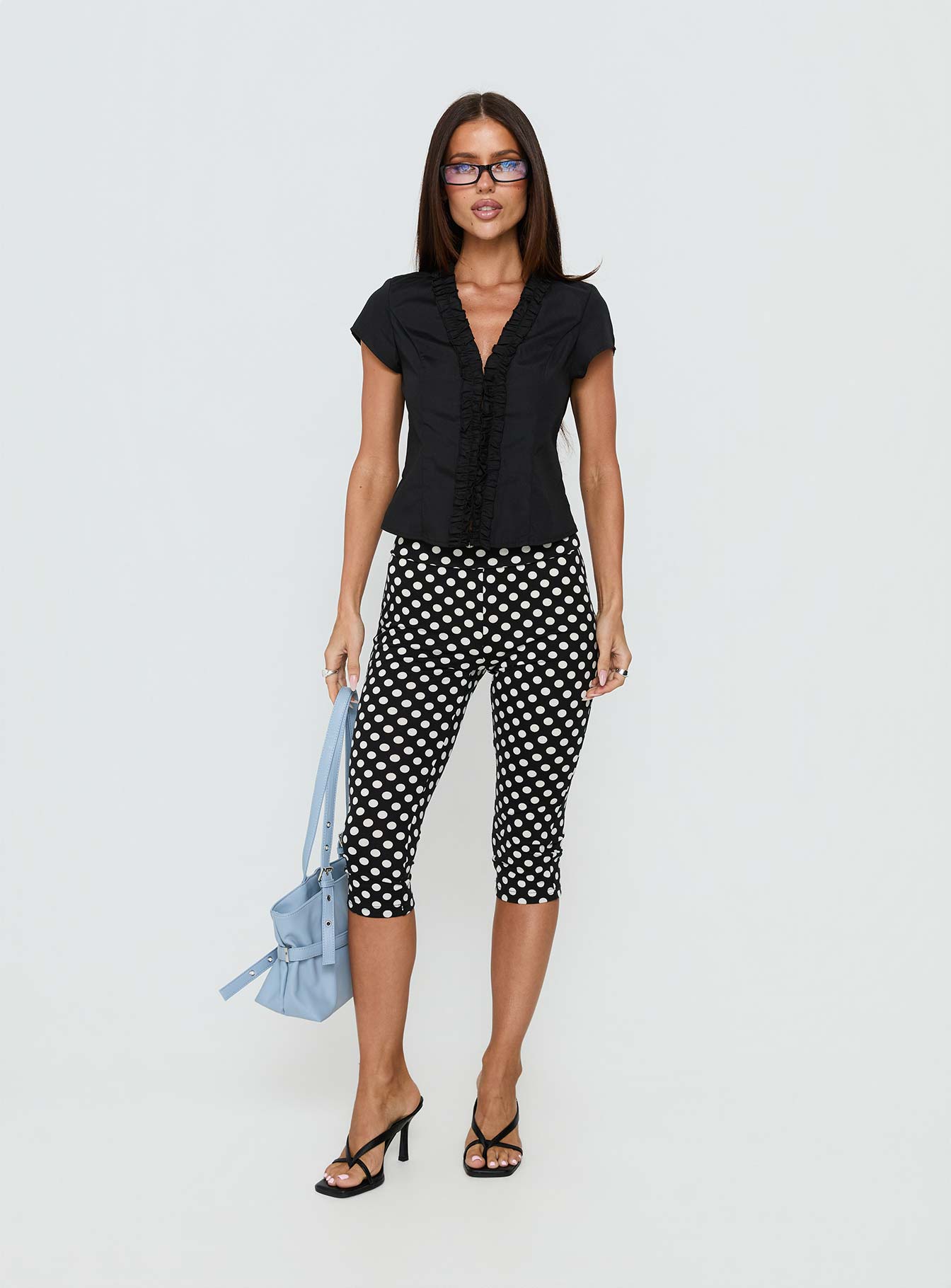 Isadonna Capri Pants Black Polka Dot - Image 2
