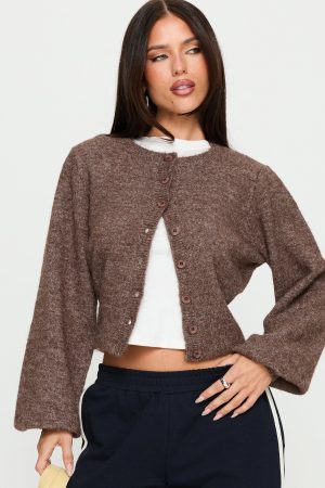 Dawsen Button Down Cardigan Brown