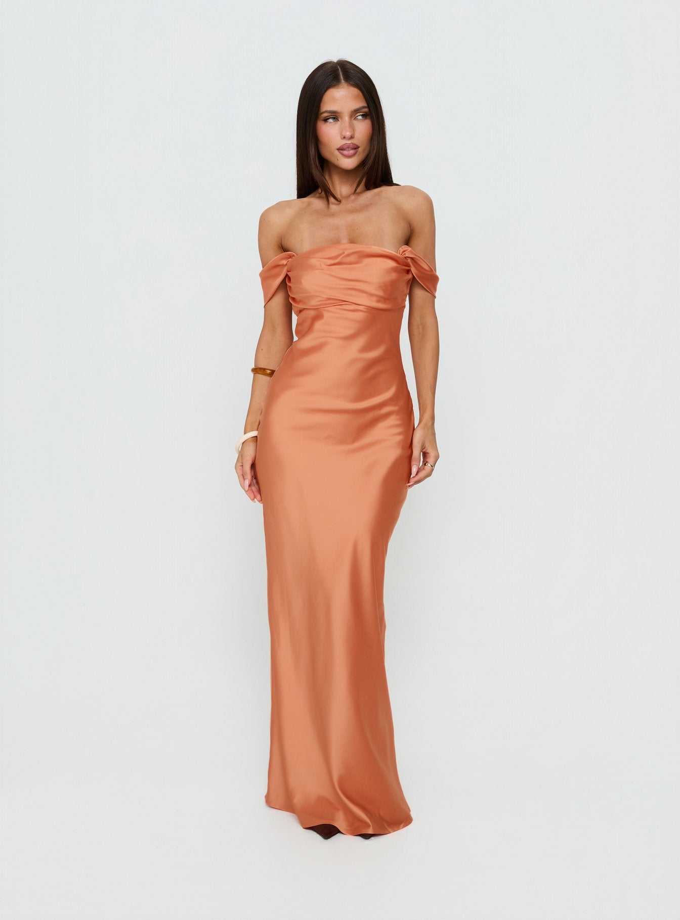 Azura Off The Shoulder Maxi Dress Orange - Image 2