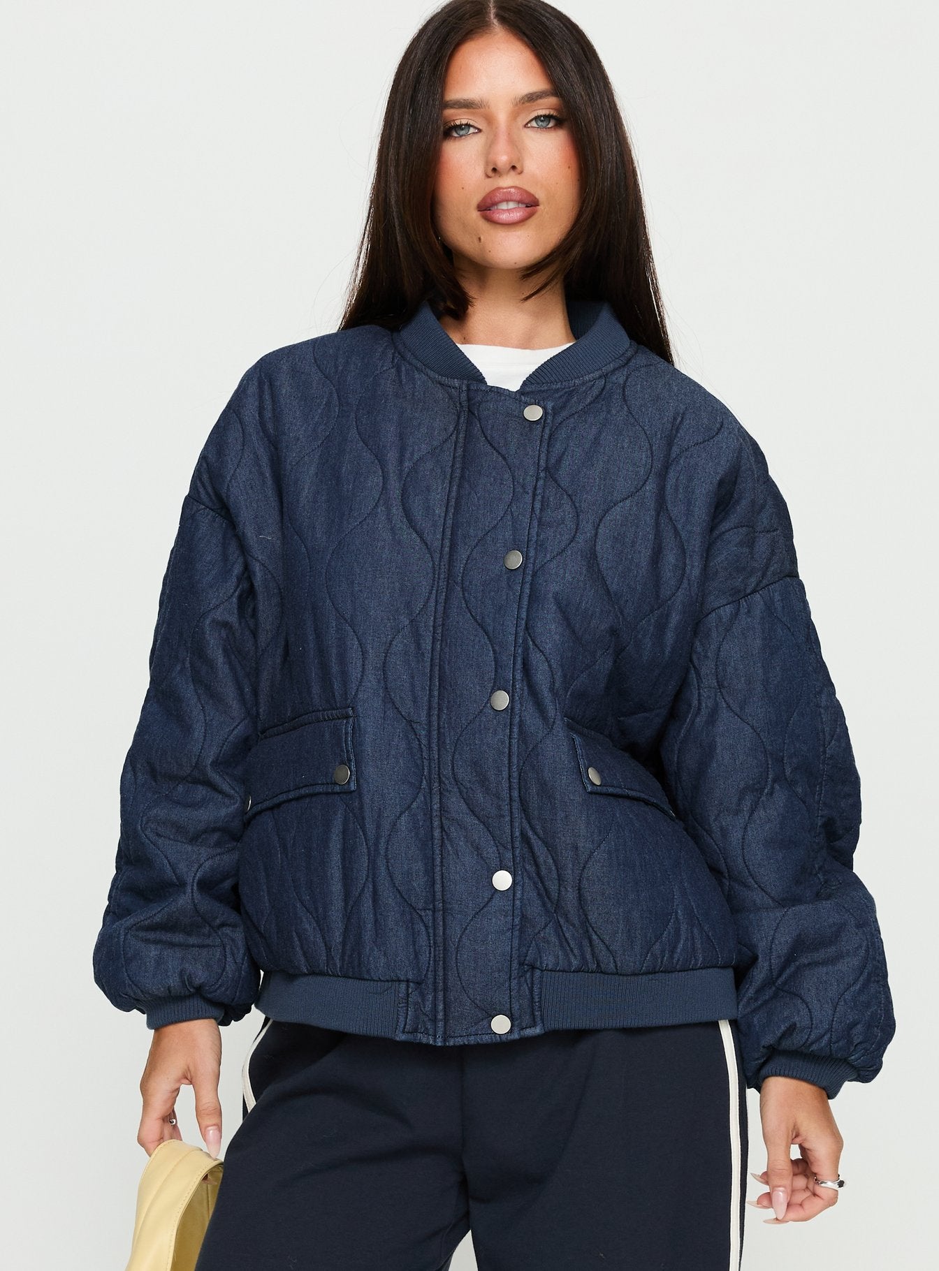 Stick Season Quilted Jacket Navy - Image 2