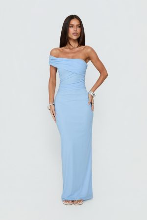 Spritzia One Shoulder Maxi Dress Blue