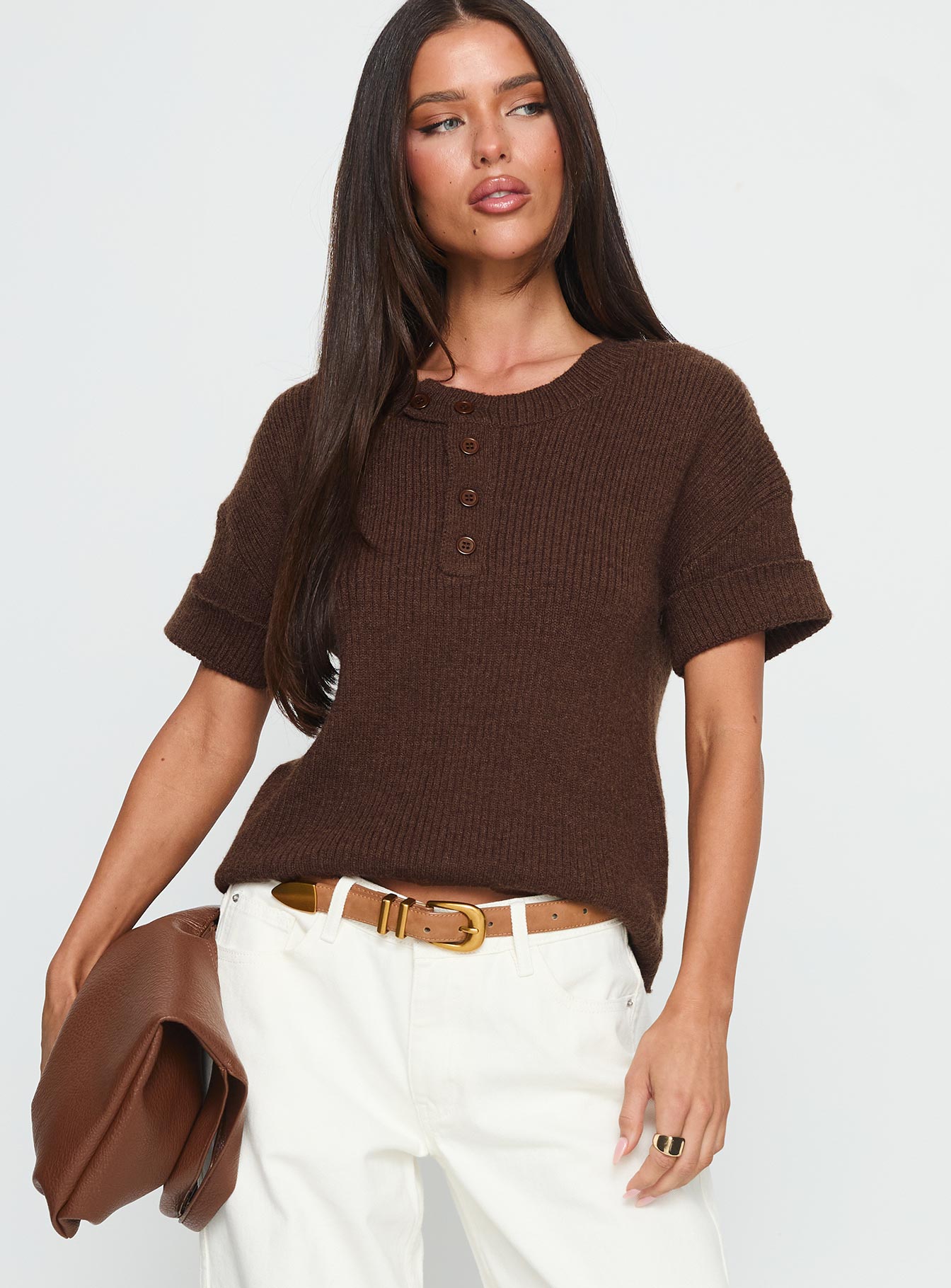 Brandii Button Up Top Chocolate - Image 2