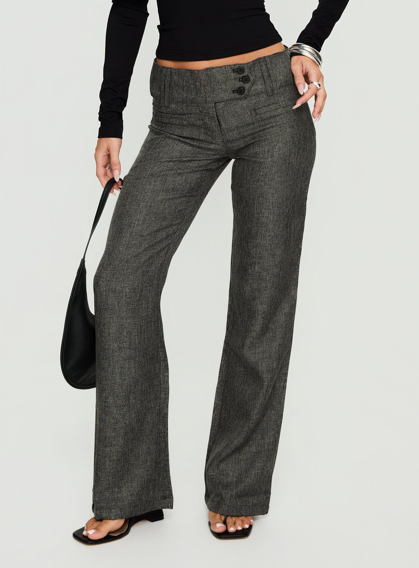 Karola Asymmetrical Buckle Pants Grey - Image 2