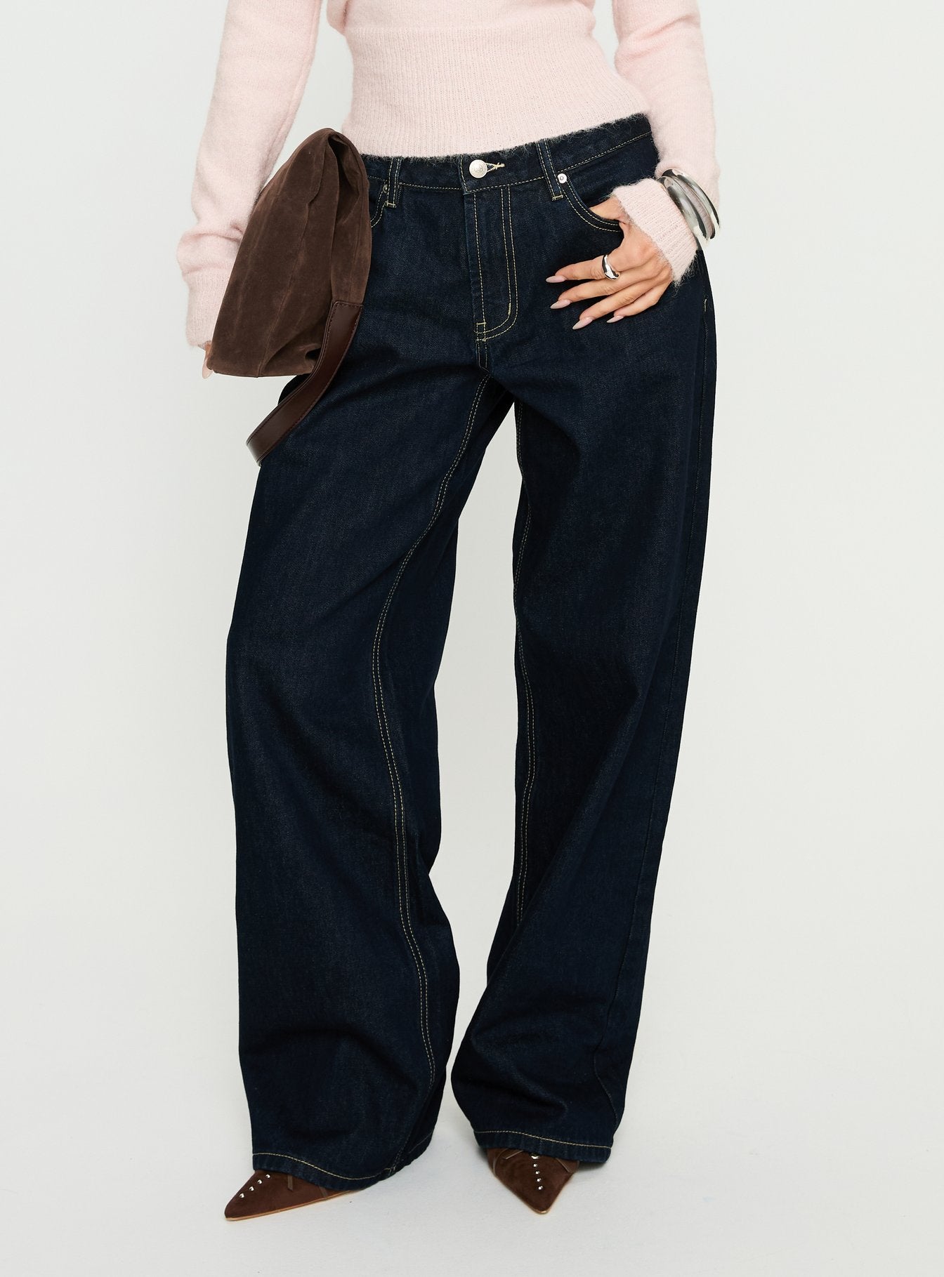 Serenitia Mid Rise Relaxed Jeans Dark Raw Wash - Image 3