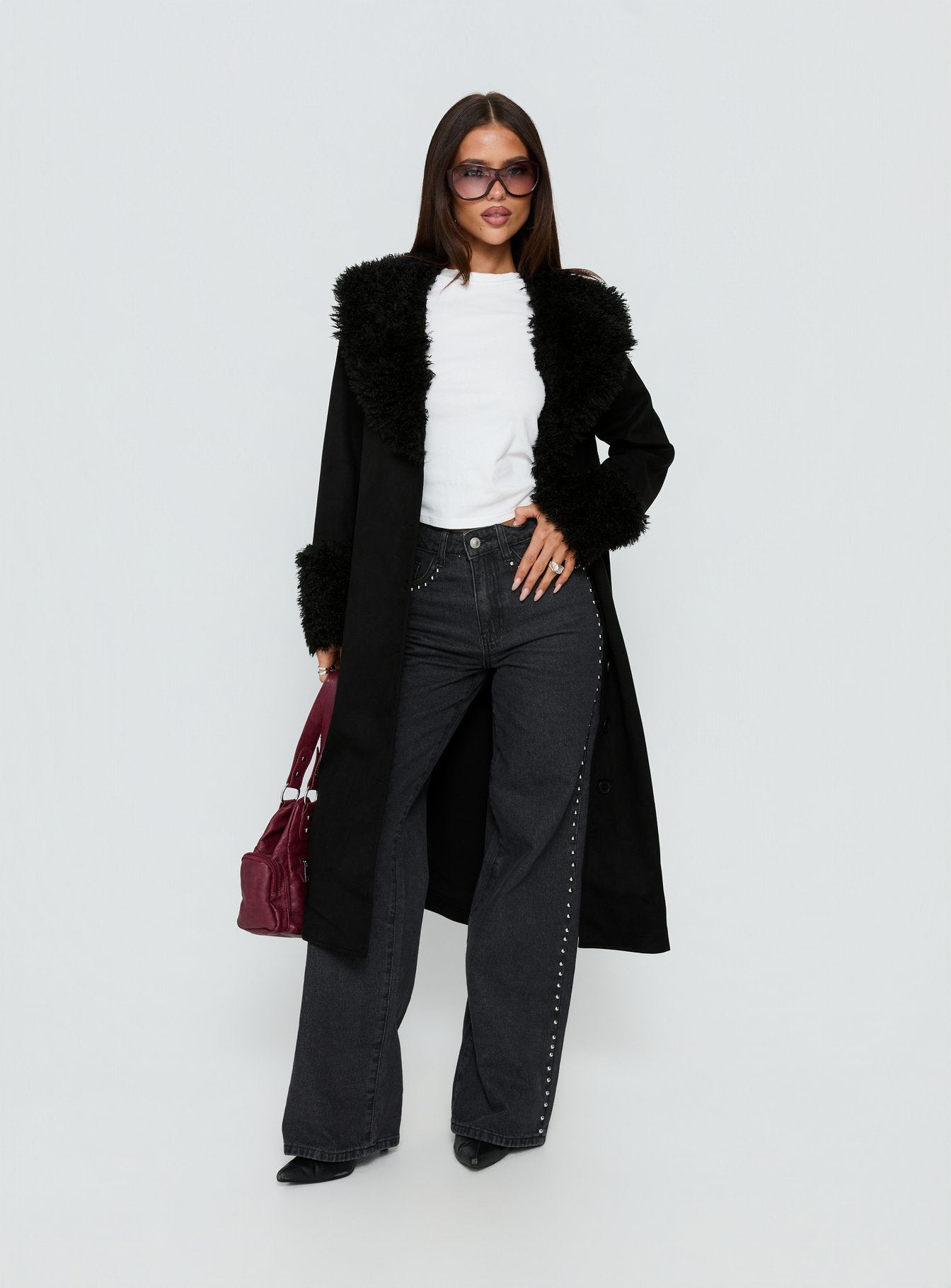 After Party Shearling Jacket Black - Image 3