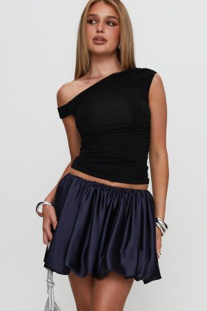 Rubee Bubble Hem Mini Skirt Navy