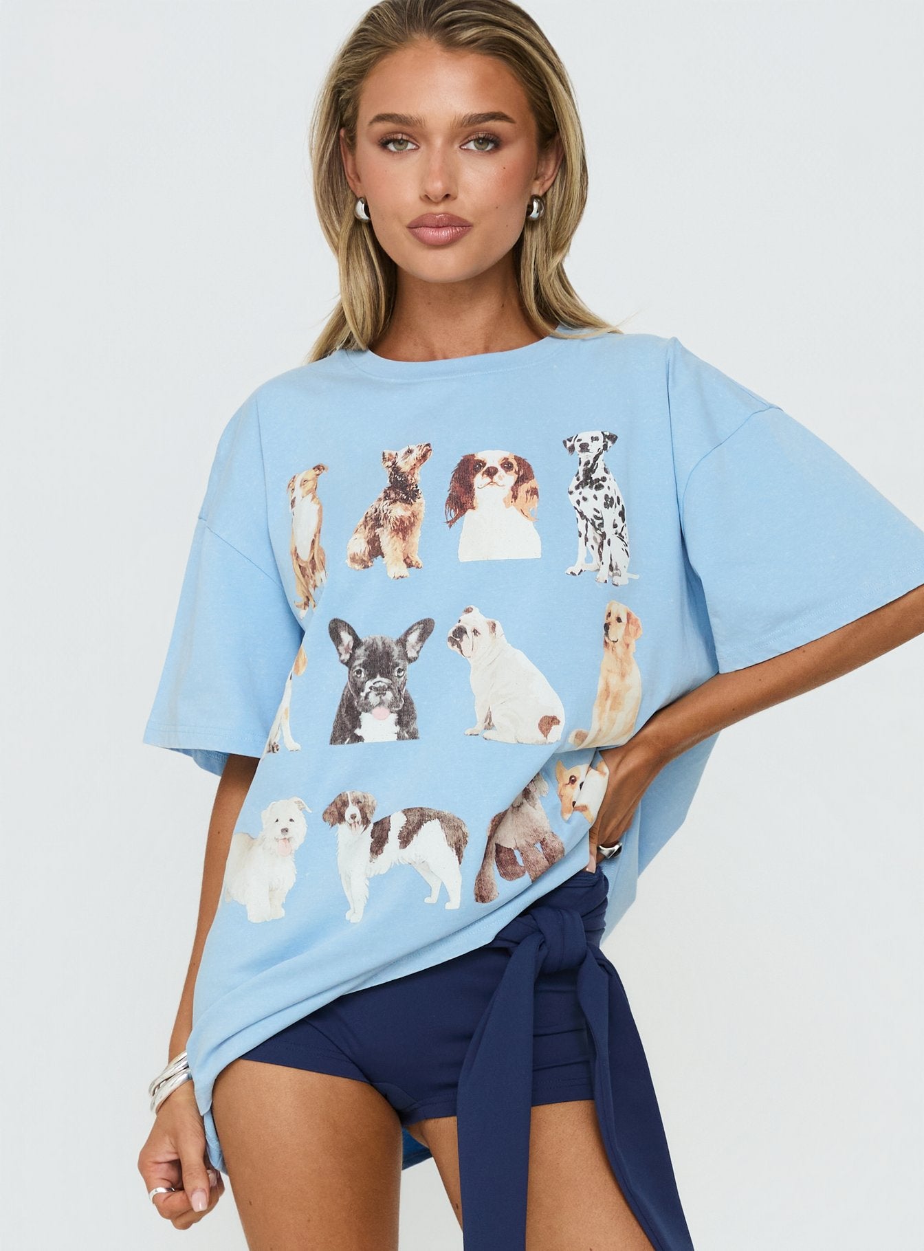 Dog Person Oversized Graphic Tee Washed Blue - Image 2
