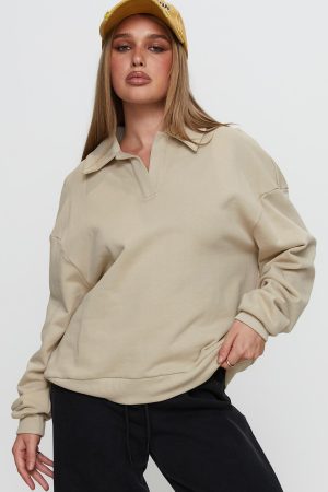 Back Around Collared Fleece Jumper Oat