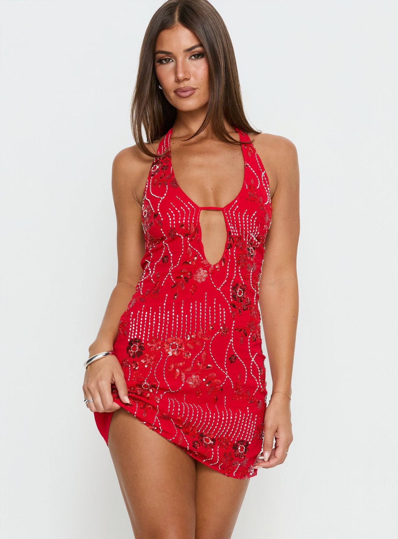 Telenova Halter Mini Dress Red - Image 2
