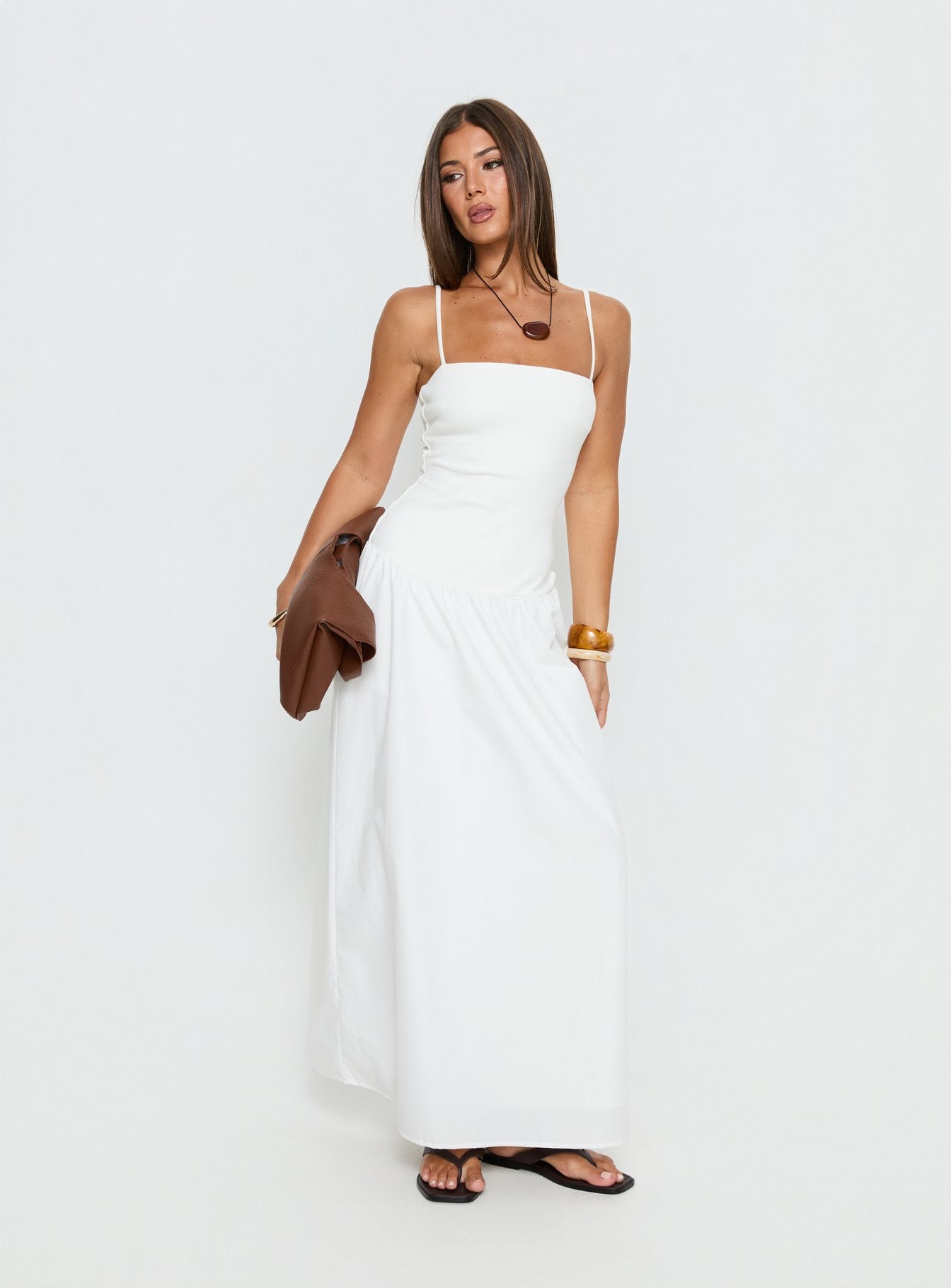 Erroll Drop Waist Knit Maxi Dress White - Image 2
