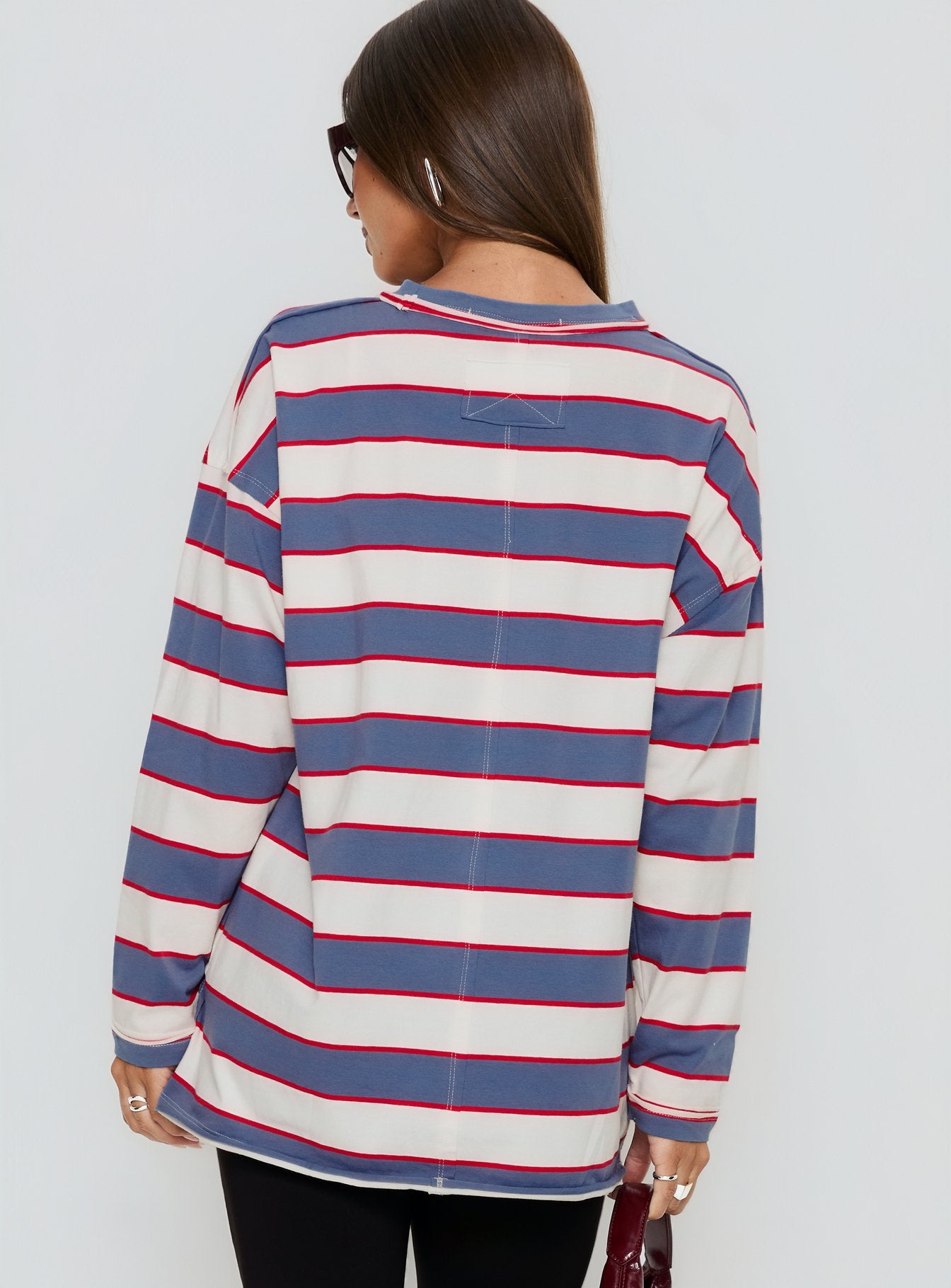 Horizon Long Sleeve Top Dusty Blue Stripe - Image 2