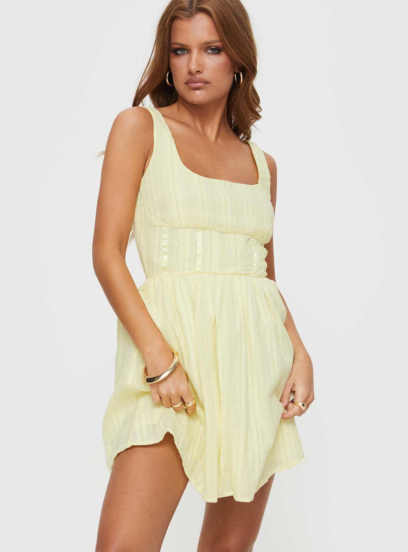 Lorinda Mini Dress Yellow Petite - Image 2