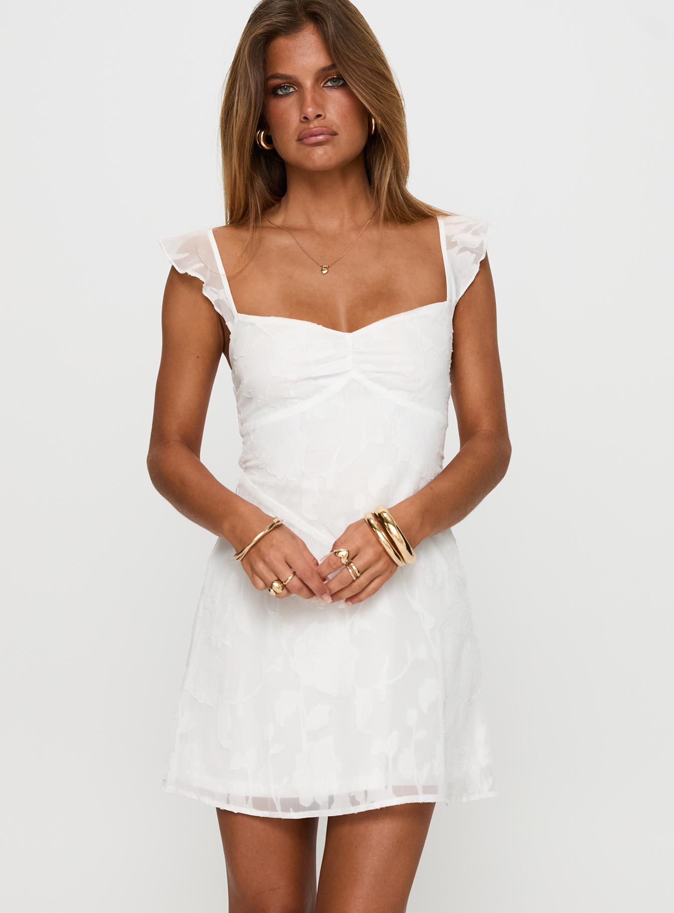 Past And Present Burnout Tie Back Mini Dress White - Image 2