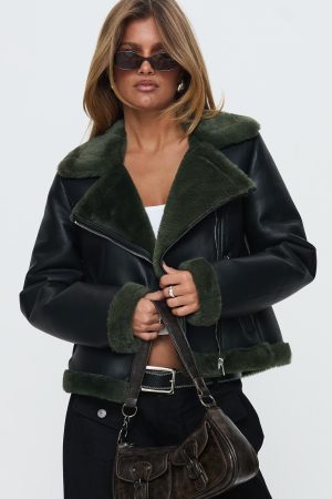 Phaidra Faux Leather Jacket Black