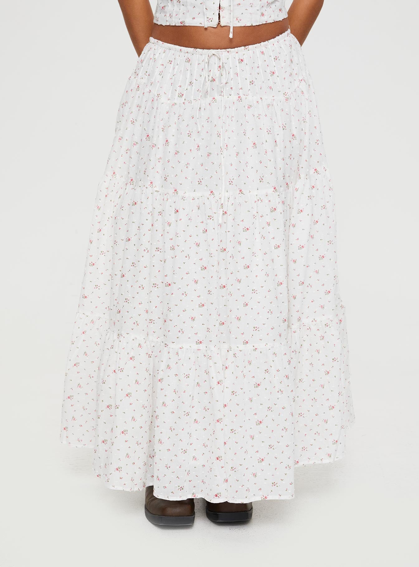 Cherry On Top Maxi Skirt White Floral - Image 2