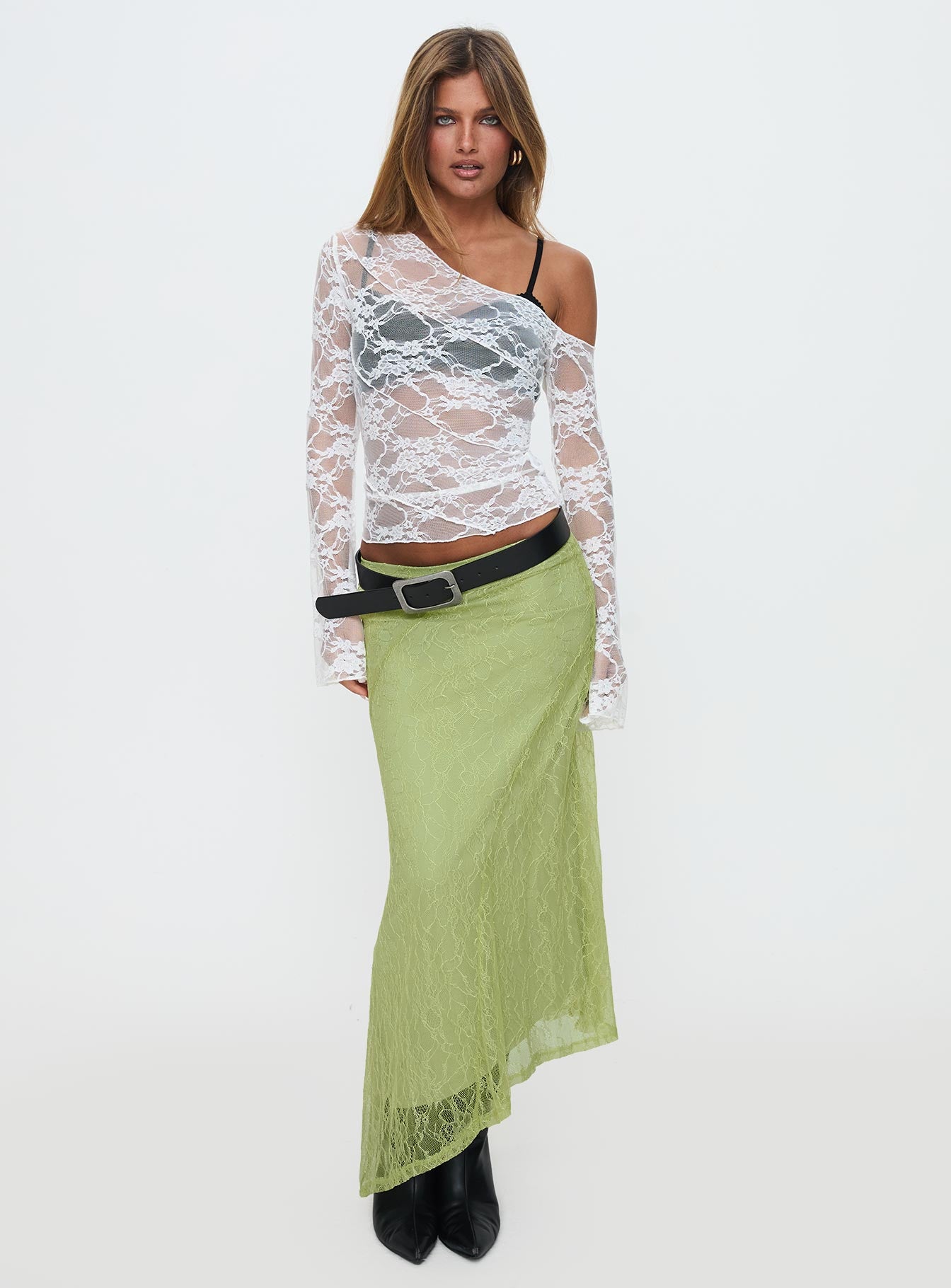 Dreamcatcher Lace Maxi Skirt Green - Image 4