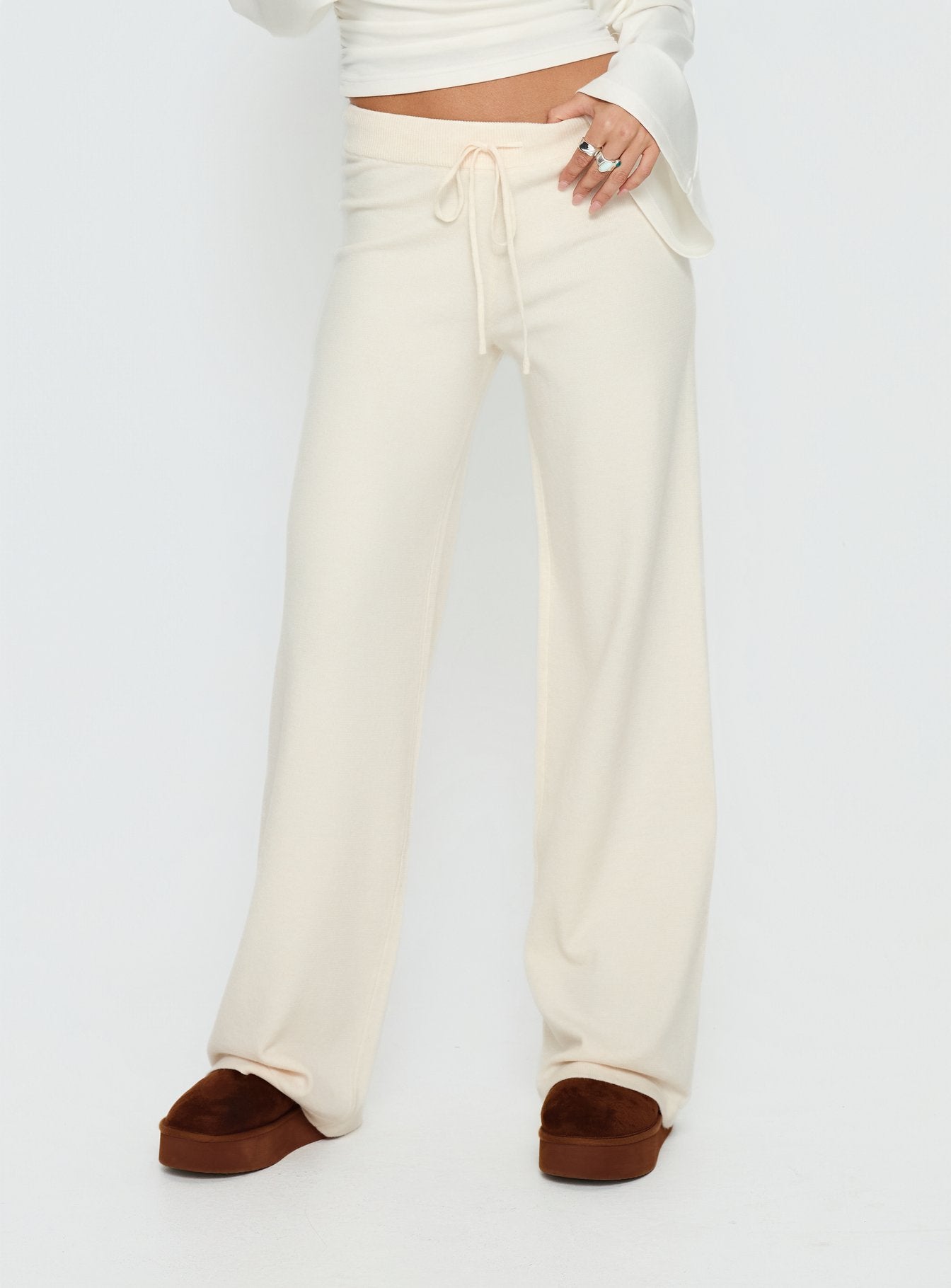 Felisha Low Waist Knit Pants White - Image 2