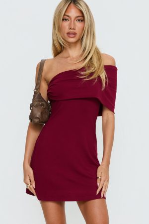 Laurencia One Shoulder Mini Dress Cherry