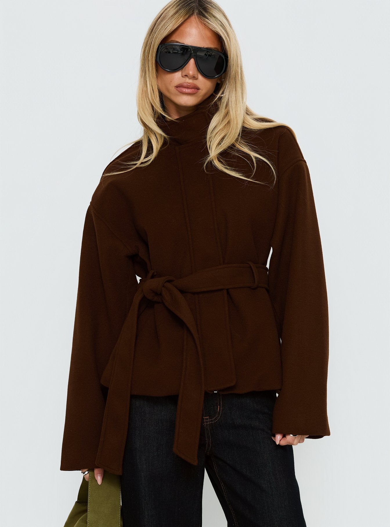 Tameeka Funnel Neck Coat Brown - Image 2