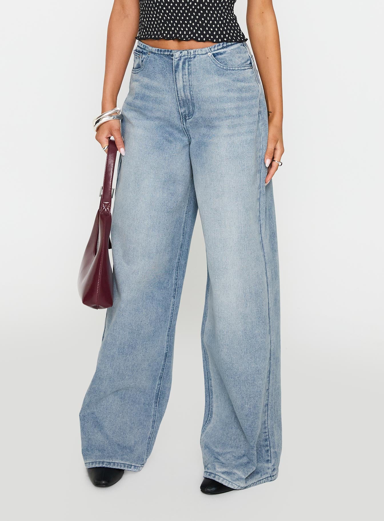 Bowe Low Rise Wide Leg Jeans Blue - Image 2